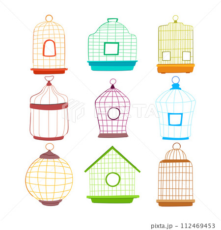 bird cage set cartoon vector illustration 112469453