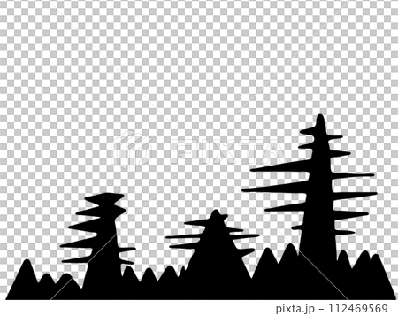 木々のシルエット背景 112469569