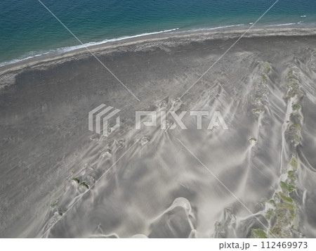 sand dunes desert by the pacific ocean in Puerto chale baja california sur magdalena bay aerial view panorama sand dunes desert by the pacific ocean in Puerto chale baja california sur magdalena bay aerial view panorama 112469973