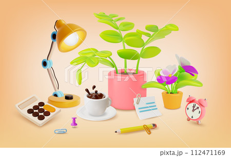 3d Houseplant for Beginners Concept Background Cartoon Style. Vector illustration of Education Training or Study Course 112471169