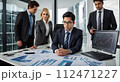 Group of young business people working and communicating together in office. A concept for work, money and employment with modern technology. 112471227