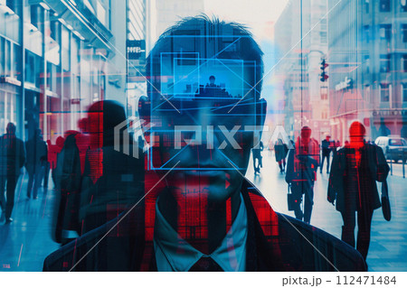 Facial Recognition Surveillance, CCTV Cameras in Action. 112471484
