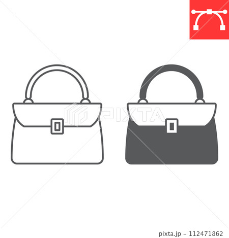 Woman bag line and glyph icon, mom day and accessory, handbag vector icon, vector graphics, editable stroke solid sign, eps 10. Woman bag line and glyph icon, mom day and accessory, handbag vector icon, vector graphics, editable stroke solid sign, eps 10. 112471862