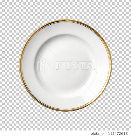 Empty ceramic round plate isolated on white with clipping path. 112472618