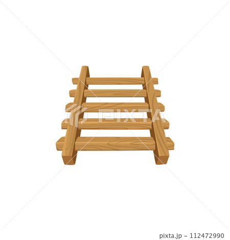 Simple wooden stairs flat style, vector illustration 112472990