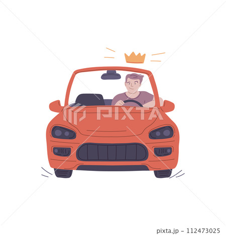 Confident man driving luxury sports car illustration Confident man driving luxury sports car illustration 112473025