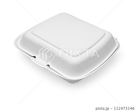 A closed white cardboard box to take away 112473146