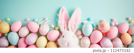 Bunny Ears Amidst Easter Eggs 112473182