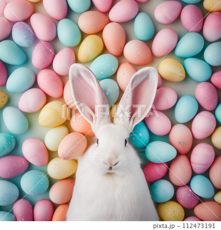 Bunny Ears Amidst Easter Eggs 112473191