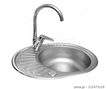 metal sink with kitchen faucet metal sink with kitchen faucet 112473229