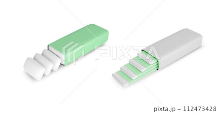 Set of different gums in packs 3D style, vector illustration 112473428