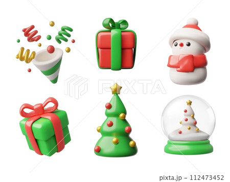Set of 3D winter holidays symbols. 112473452