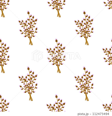 pussy willow branches seamless pattern 112473494