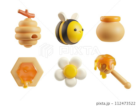 Honey concept 3d elements set. 112473522