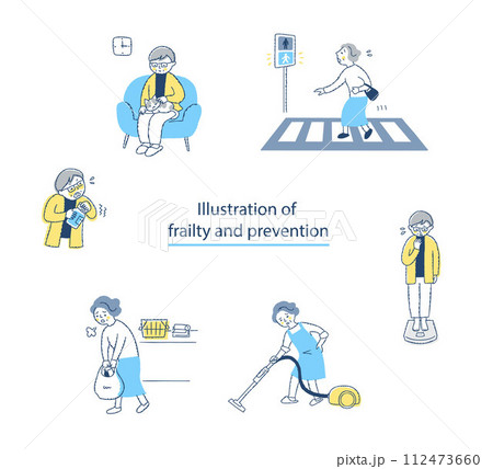 フレイルチェックリスト　6項目のイラスト 112473660