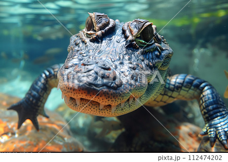 Close Up of a Large Alligator in the Water Generative AI 112474202