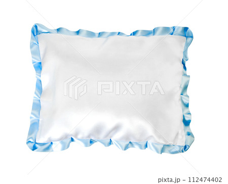 white pillow with a pink frill 112474402