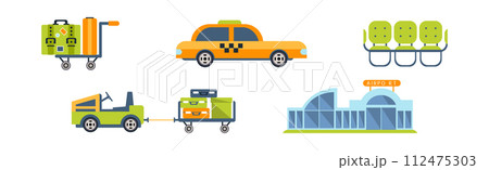 Airport Flat Icon and Object Colorful Vector Set 112475303