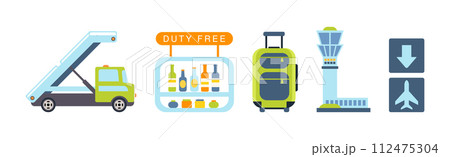 Airport Flat Icon and Object Colorful Vector Set 112475304