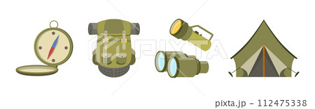 Outing and Camping Equipment and Object Vector Set 112475338
