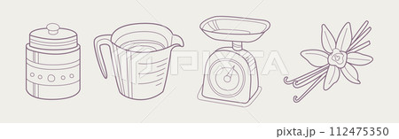 Baking and Bakery Equipment and Tool Flat Line Vector Set Baking and Bakery Equipment and Tool Flat Line Vector Set 112475350