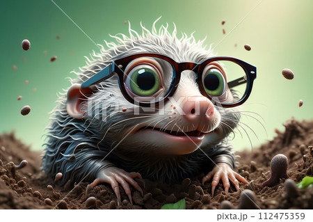 a blind mole crawled out of the ground. 112475359