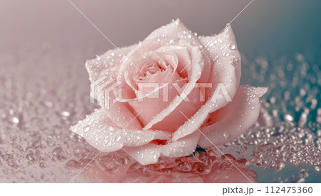 みずみずしい淡いピンクのバラの花（AI生成画像） 112475360