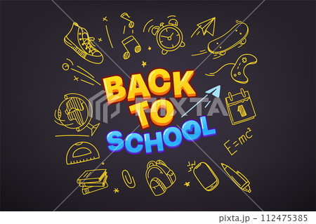 Back to school concept. Vector illustration with doodles 112475385