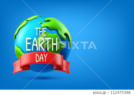 The Earth day concept. Vector illustration with the globe and ribbon.  112475386