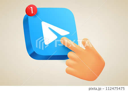 Hand pressing blue button with new message. 3d vector illustration 112475475