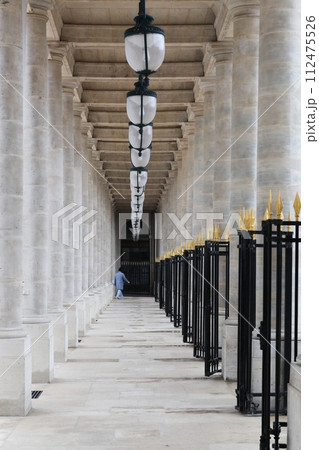 Rows of columns in Palais Royal in Paris, France Rows of columns in Palais Royal in Paris, France 112475526