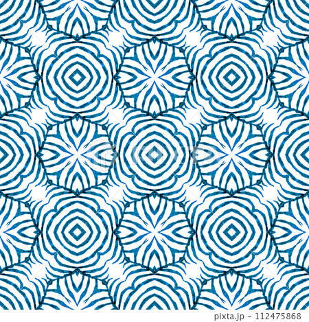 Striped hand drawn design. Blue stylish boho chic 112475868