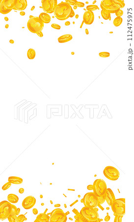 American dollar coins falling. Scattered gold USD 112475975