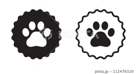 dog paw vector footprint icon dot logo french bulldog doodle cartoon symbol character illustration design clip art 112476320