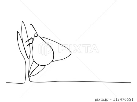 Butterfly on the flower, one line drawing vector illustration. Butterfly on the flower, one line drawing vector illustration. 112476551