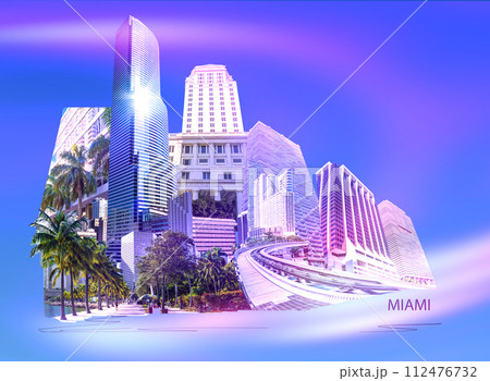 Collage about Miami, Florida, United States of America. It is famous travel location. Collage about Miami, Florida, United States of America. It is famous travel location. 112476732