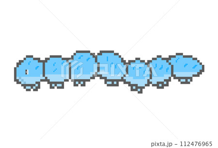 毛虫_ドット絵(青) 112476965