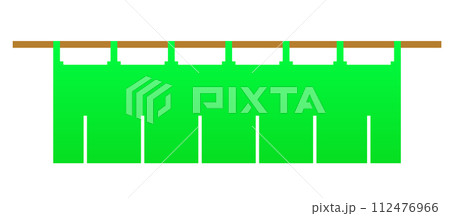 暖簾のライン_ドット絵(緑) 112476966