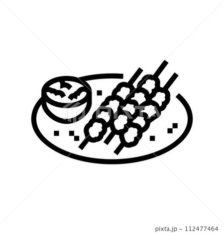 satay skewers thai cuisine line icon vector illustration satay skewers thai cuisine line icon vector illustration 112477464
