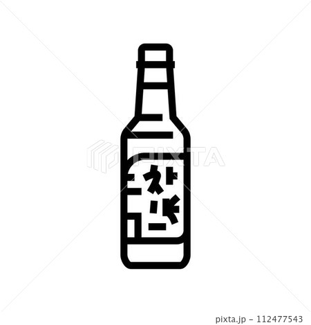 soju bottle korean cuisine line icon vector illustration 112477543