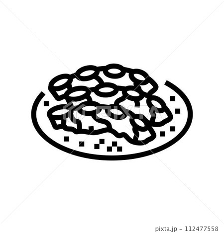 galbi ribs korean cuisine line icon vector illustration 112477558
