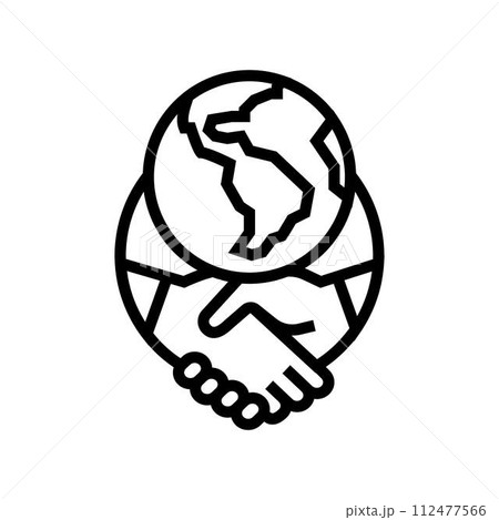 global collaboration energy policy line icon vector illustration 112477566