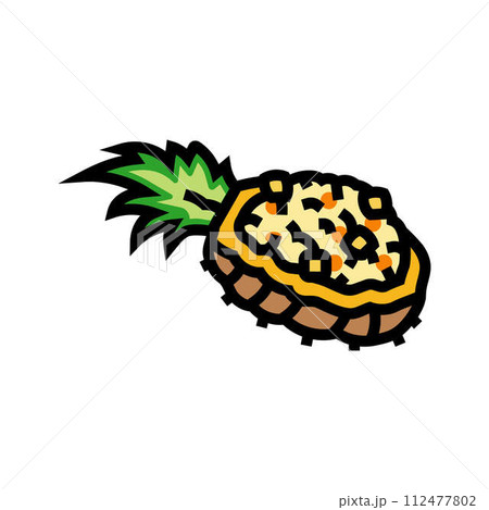 pineapple fried rice thai cuisine color icon vector illustration 112477802