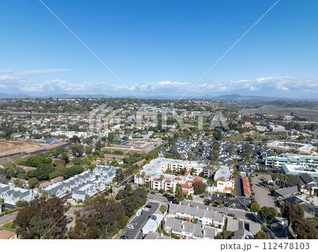 Aerial view of Solana Beach Town, San Diego, California USA 112478103