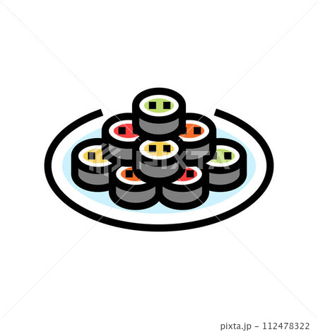kimbap rolls korean cuisine color icon vector illustration 112478322
