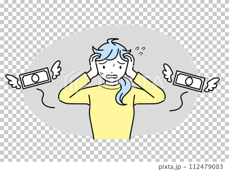 A troubled woman who loses money 112479083