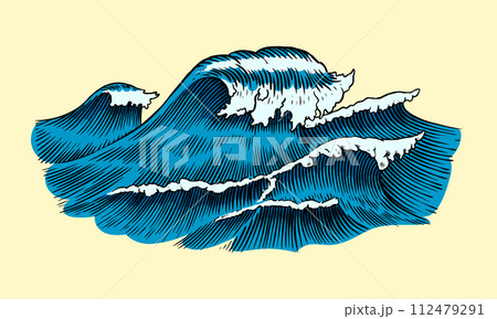 Atlantic tidal waves. Vintage old engraved hand drawn labels. Marine and nautical or sea, ocean in Atlantic tidal waves. Vintage old engraved hand drawn labels. Marine and nautical or sea, ocean in 112479291