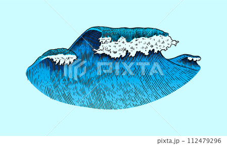 Atlantic tidal waves. Vintage old engraved hand drawn labels. Marine and nautical or sea, ocean in 112479296