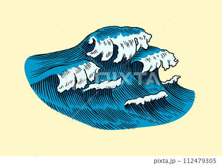 Atlantic tidal waves. Vintage old engraved hand drawn labels. Marine and nautical or sea, ocean in Atlantic tidal waves. Vintage old engraved hand drawn labels. Marine and nautical or sea, ocean in 112479305