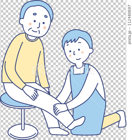 Male caregiver rehabilitating the elderly Male caregiver rehabilitating the elderly 112480697